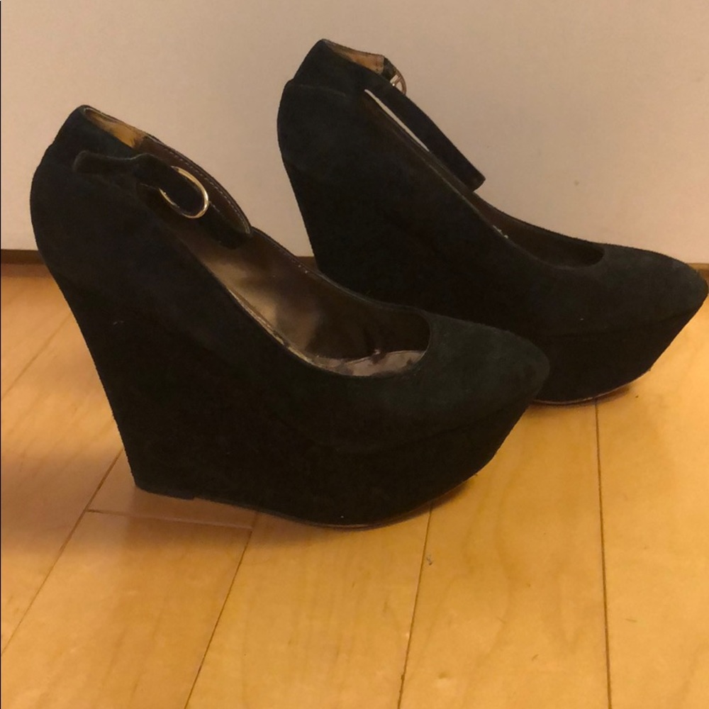 Sam Edelman black suede platforms